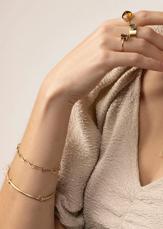 Hilary Finck Designs | Rivet and Ring Bangle - 14k Gold
