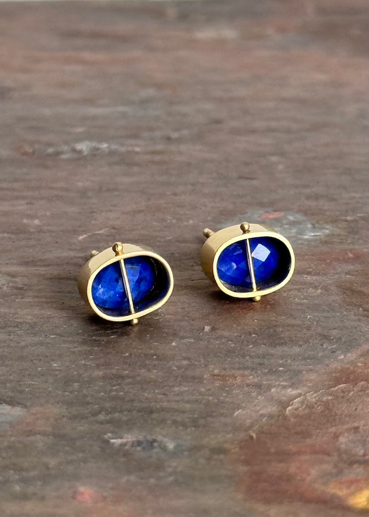 Hilary Finck Designs | Rosecut Lapis + 18k Captured Studs