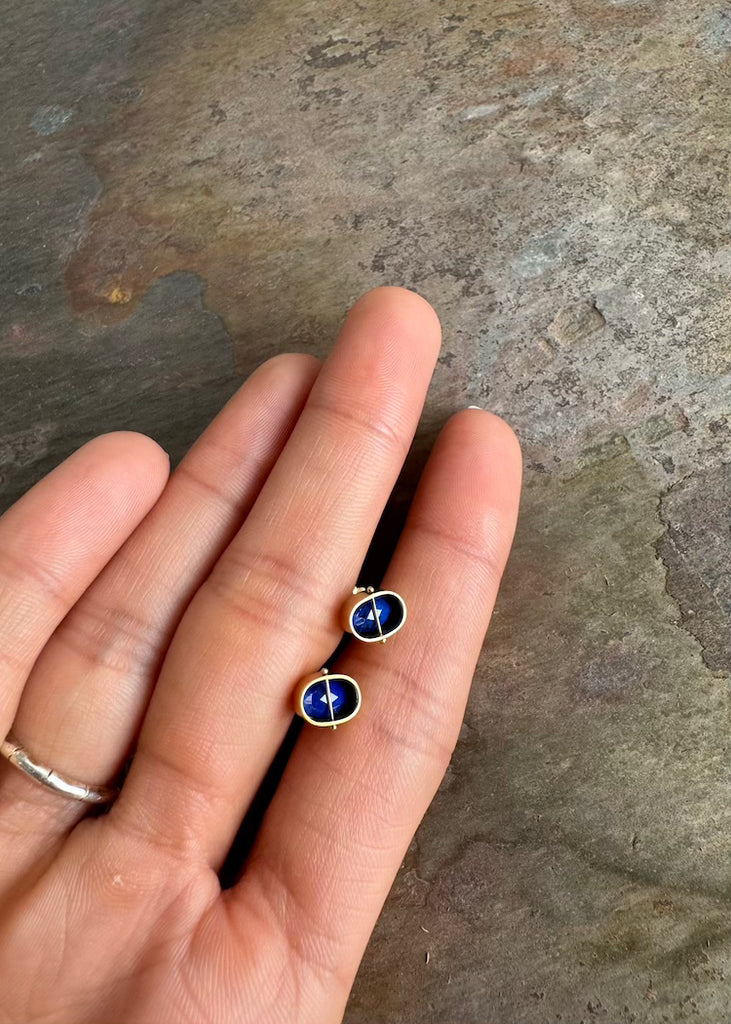 Hilary Finck Designs | Rosecut Lapis + 18k Captured Studs