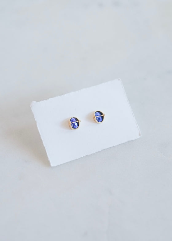 Hilary Finck Designs | Rosecut Lapis + 18k Captured Studs