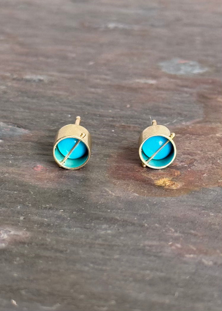 Hilary Finck Designs | Sleeping Beauty Turquoise + 14k Captured Studs