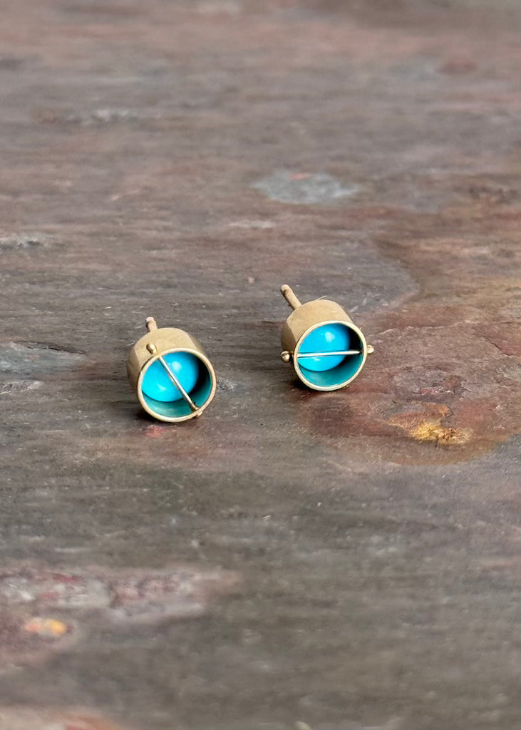 Hilary Finck Designs | Sleeping Beauty Turquoise + 14k Captured Studs