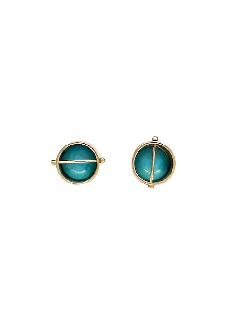 Hilary Finck Designs | Sleeping Beauty Turquoise + 14k Captured Studs