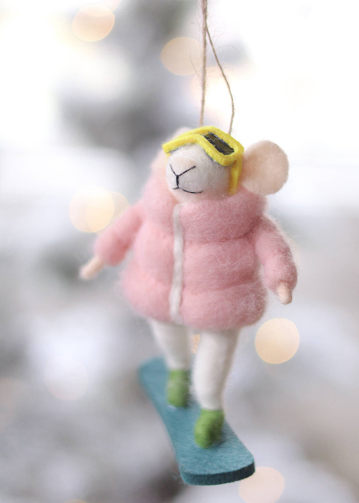 Holiday Mouse Ornament | Snowboard Sadie