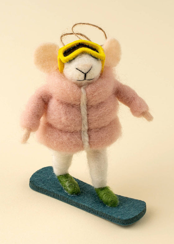 Holiday Mouse Ornament | Snowboard Sadie