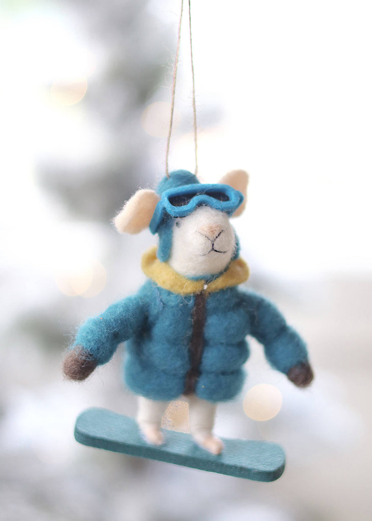Holiday Mouse Ornament | Snowboard Sidney
