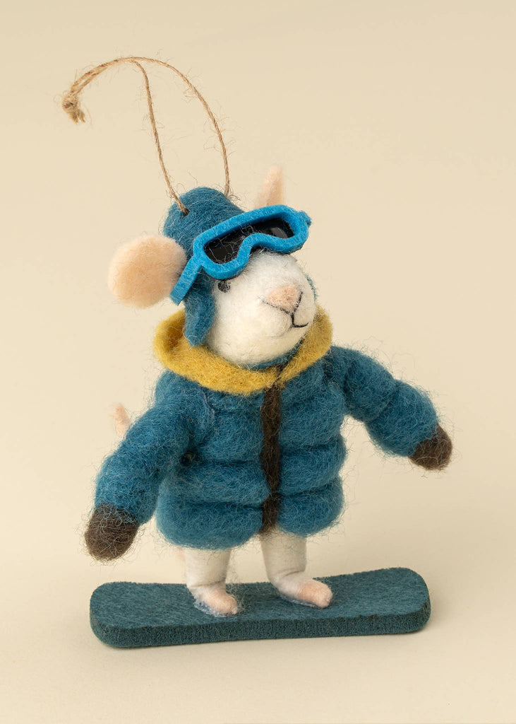 Holiday Mouse Ornament | Snowboard Sidney