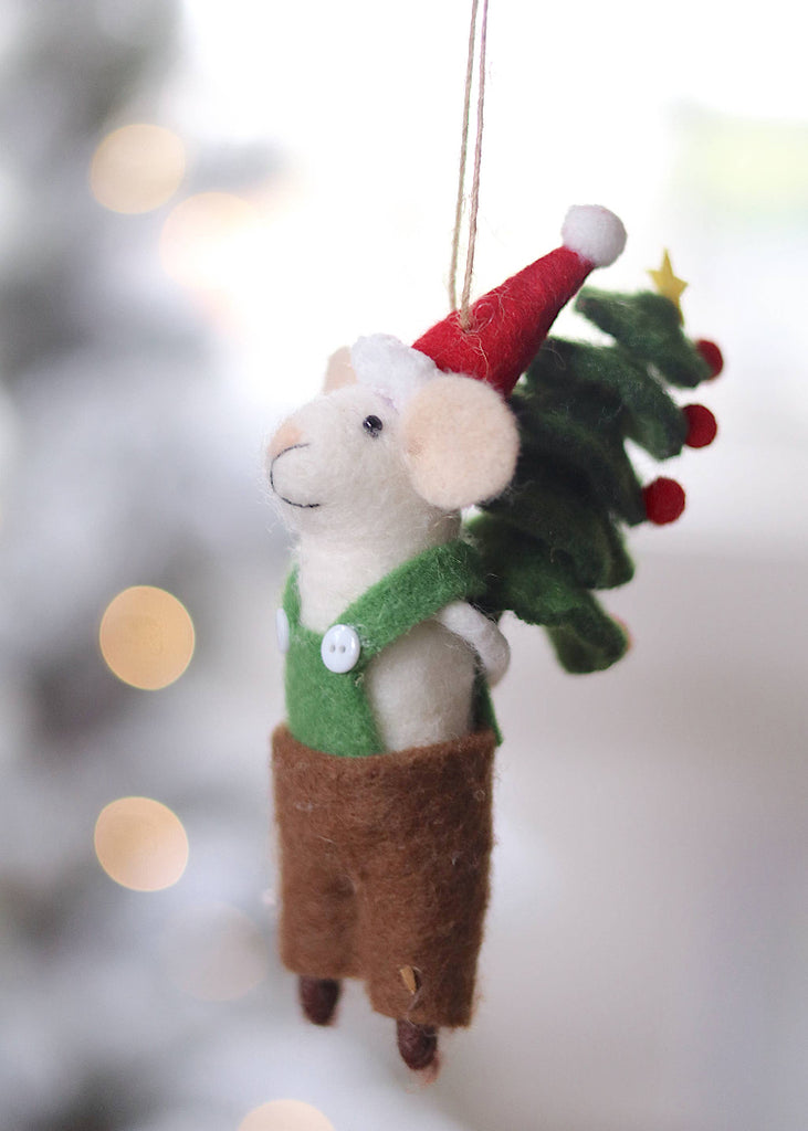 Holiday Mouse Ornament | Tree Toting Tom