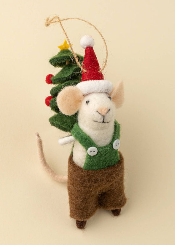 Holiday Mouse Ornament | Tree Toting Tom