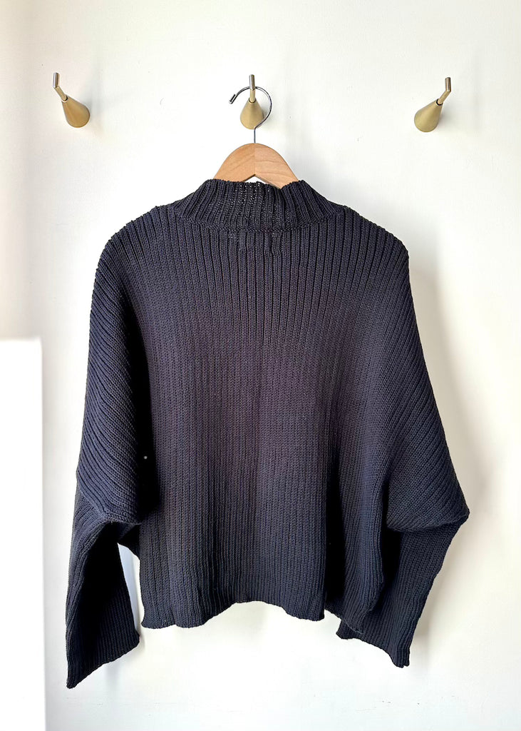 Honest Cotton | Mock Neck Crop Sweater - Black