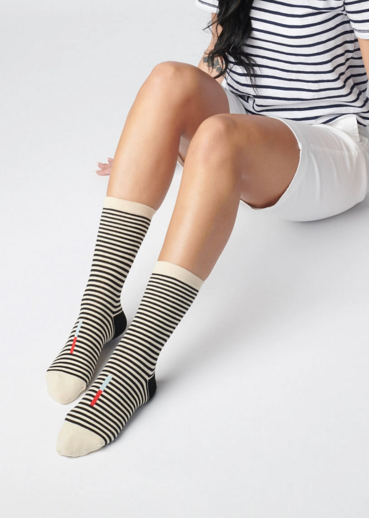 Hooray Sock Co. | Cole Striped Crew Socks | Midnight