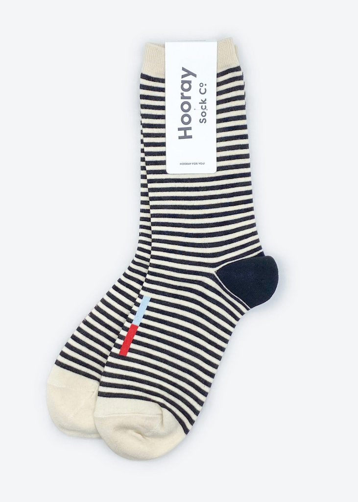Hooray Sock Co. | Cole Striped Crew Socks | Midnight