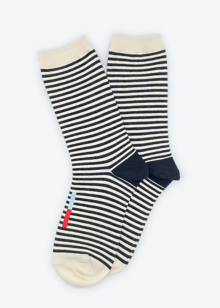 Hooray Sock Co. | Cole Striped Crew Socks | Midnight
