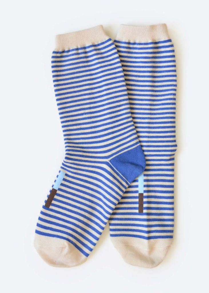 Hooray Sock Co. | Cole Striped Crew Socks | Pacific