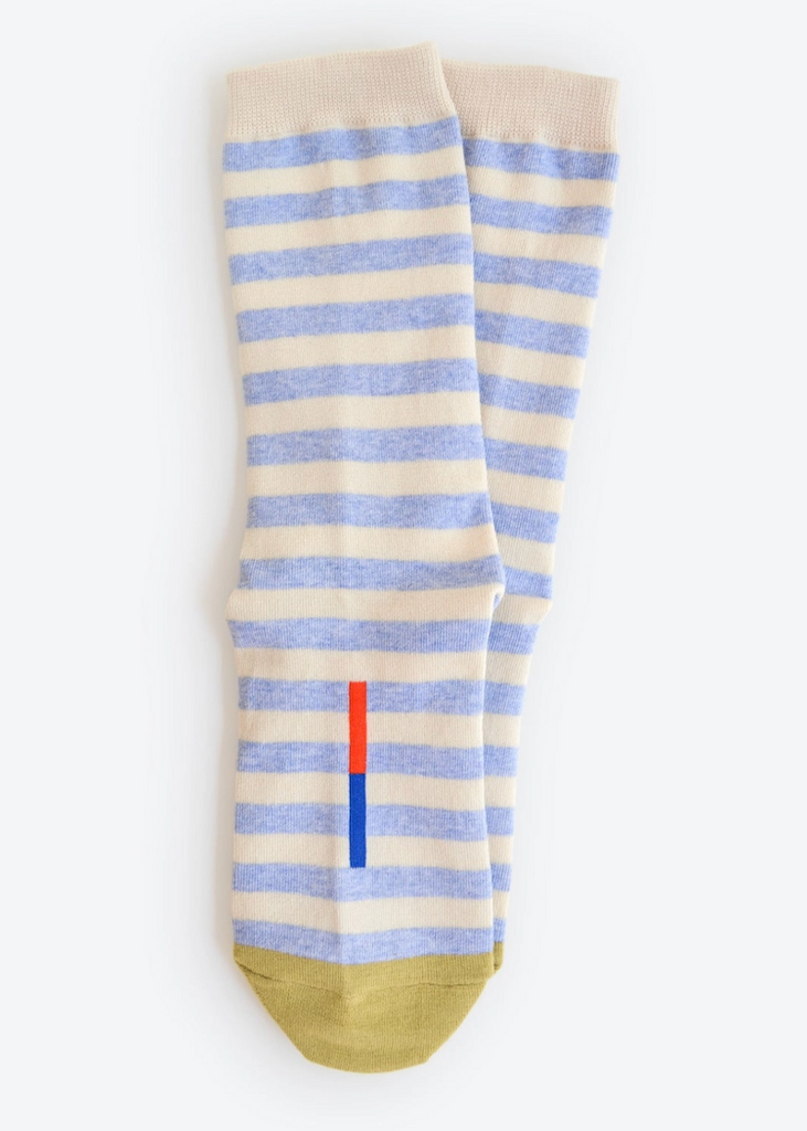 Hooray Sock Co. | Eureka Striped Crew Socks | Fog