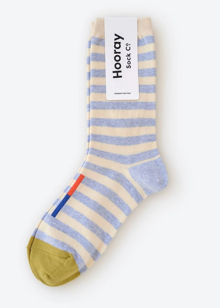Hooray Sock Co. | Eureka Striped Crew Socks | Fog