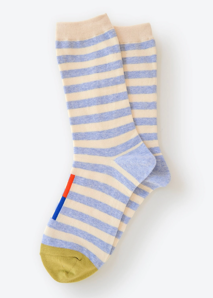 Hooray Sock Co. | Eureka Striped Crew Socks | Fog