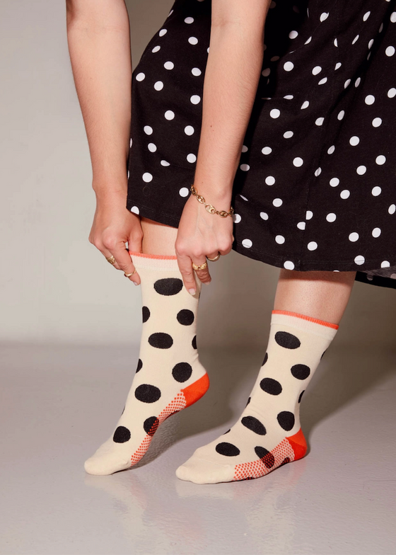 Hooray Sock Co. | Panhandle Classic Dot Crew Socks | Cream