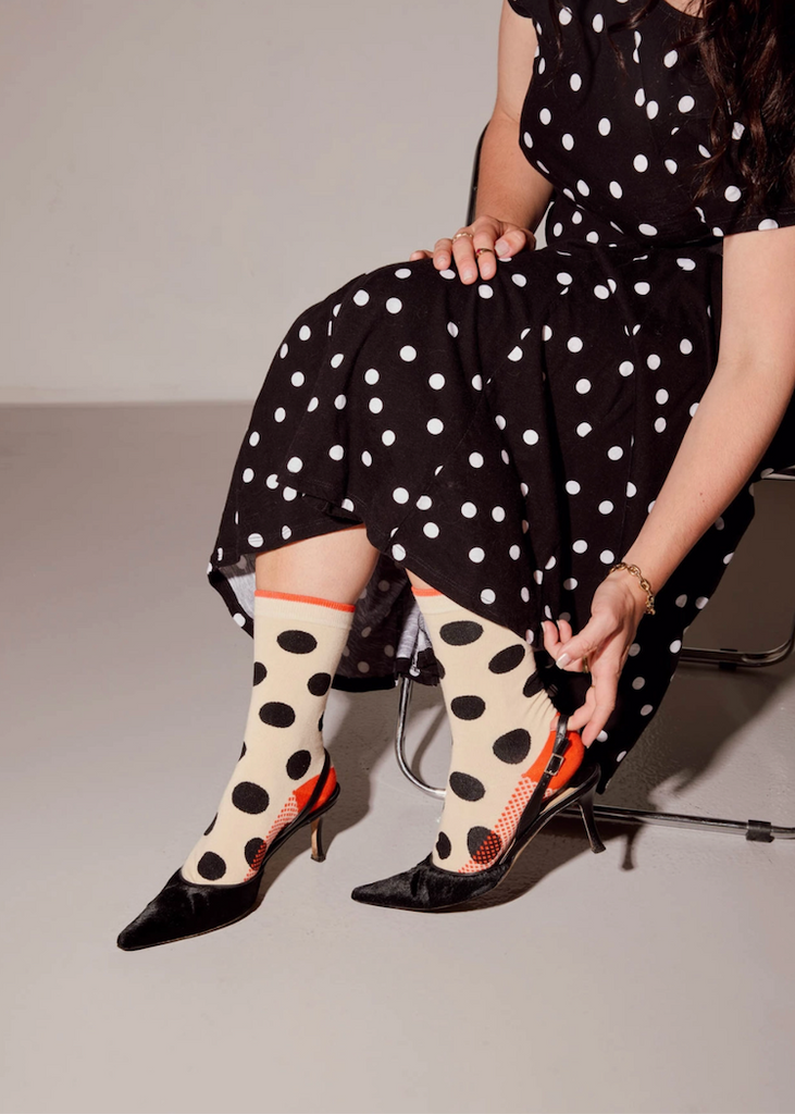 Hooray Sock Co. | Panhandle Classic Dot Crew Socks | Cream