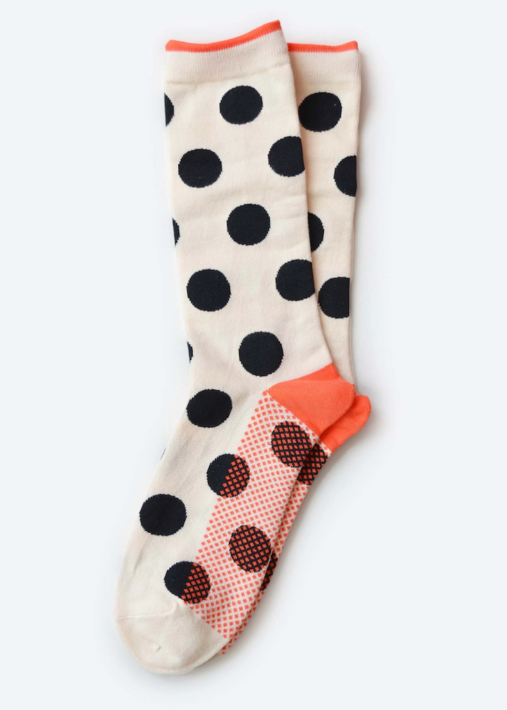 Hooray Sock Co. | Panhandle Classic Dot Crew Socks | Cream