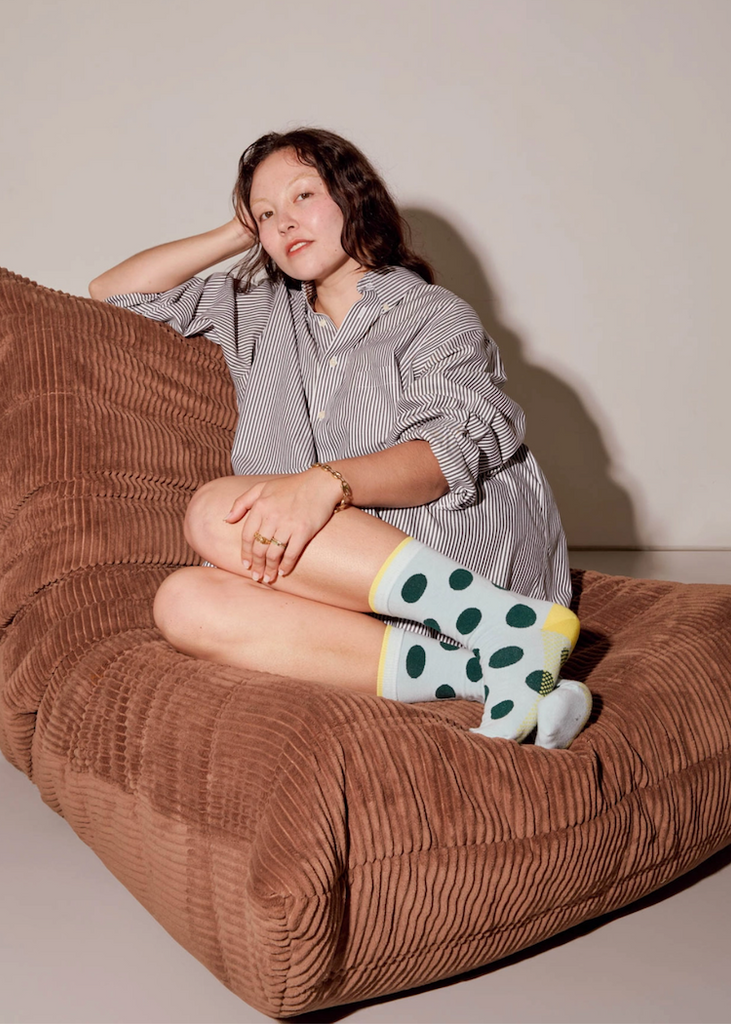Hooray Sock Co. | Panhandle Classic Dot Crew Socks | Mist