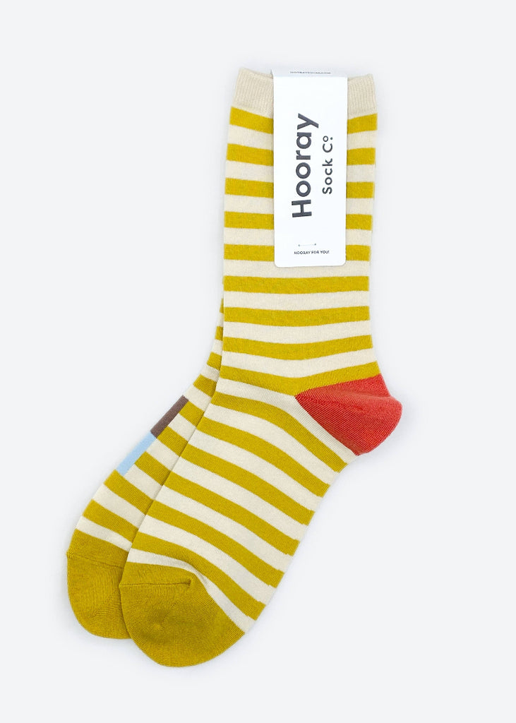 Hooray Sock Co. | Eureka Striped Crew Socks | California Gold