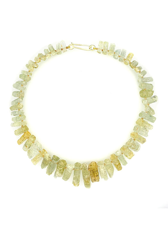 Judi Powers | Green Beryl Crystals on Silk Necklace