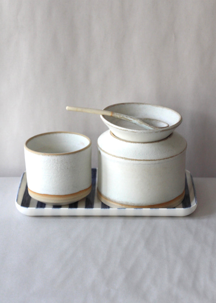 Linen Coated Tray | Blue + White Stripe