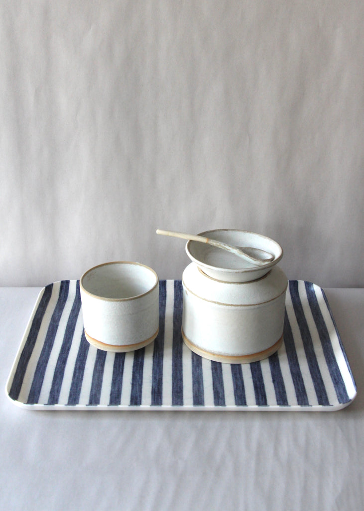 Linen Coated Tray | Blue + White Stripe