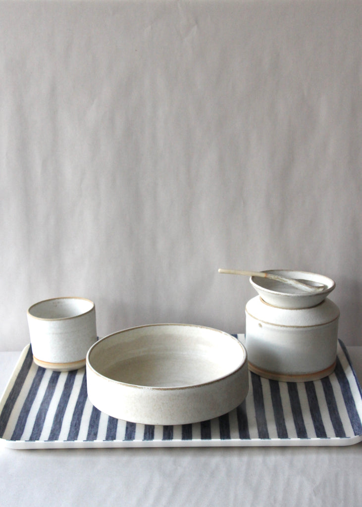 Linen Coated Tray | Blue + White Stripe