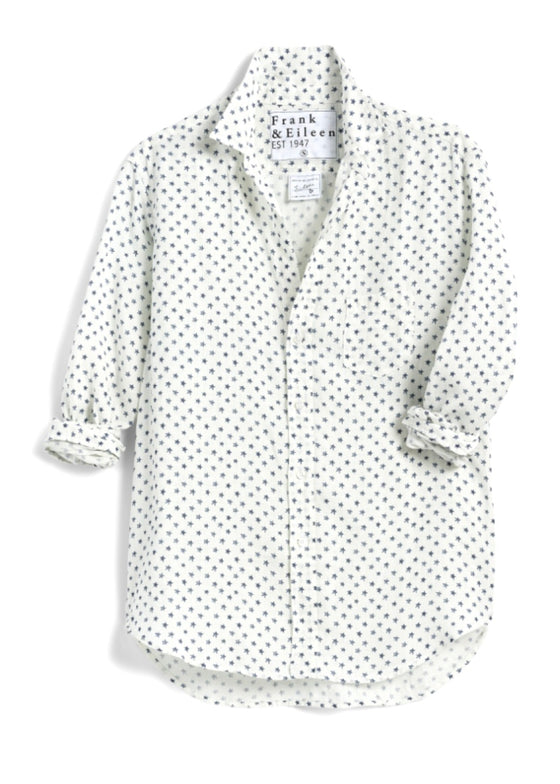 Frank & Eileen | Eileen Italian Linen Button-Up Shirt - Navy Blue Stars