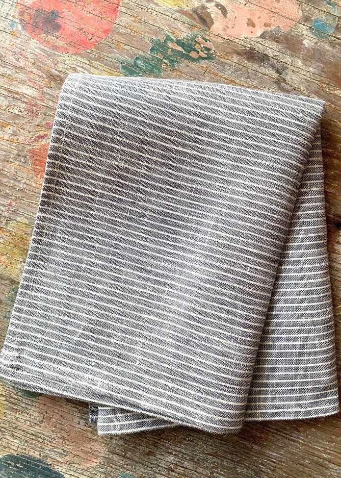 Linen Kitchen Cloth | Grey + White Stripe