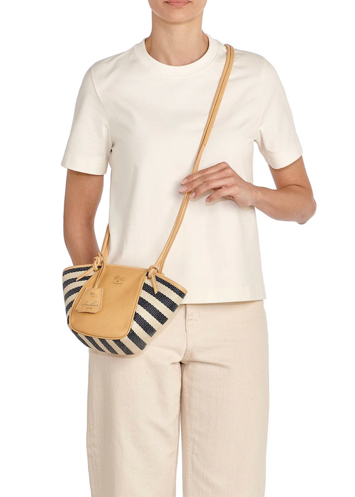Il Bisonte | Linea 1970 Crossbody Bag | Riga Blu/Natural