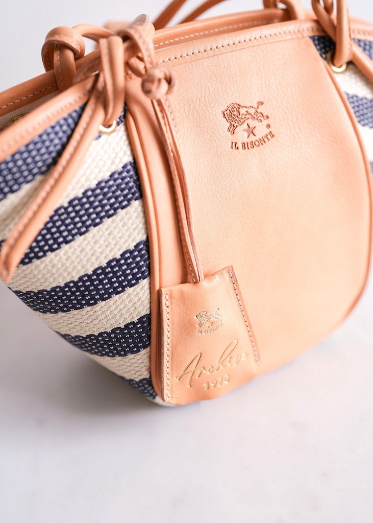 Il Bisonte | Linea 1970 Crossbody Bag | Blue Stripe/Natural
