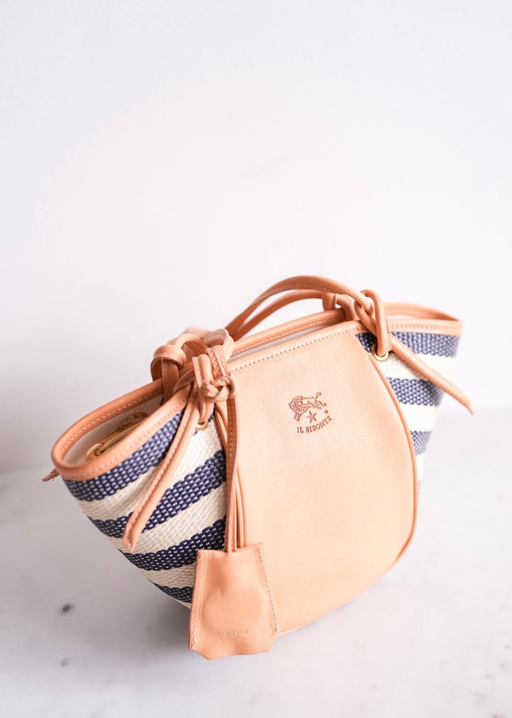 Il Bisonte | Linea 1970 Crossbody Bag | Blue Stripe/Natural