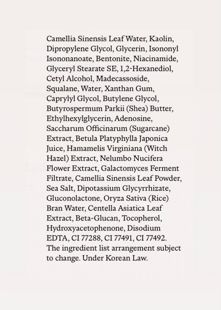 Ingredient List | Matcha Mask