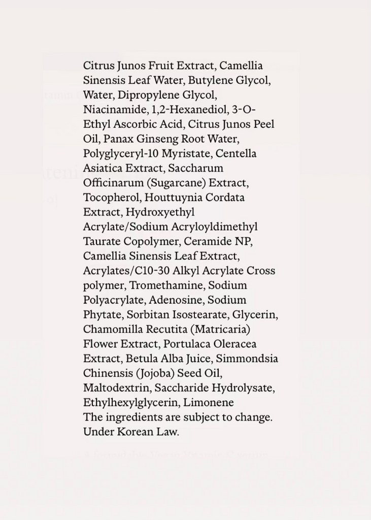 Ingredient List | Yuja Serum