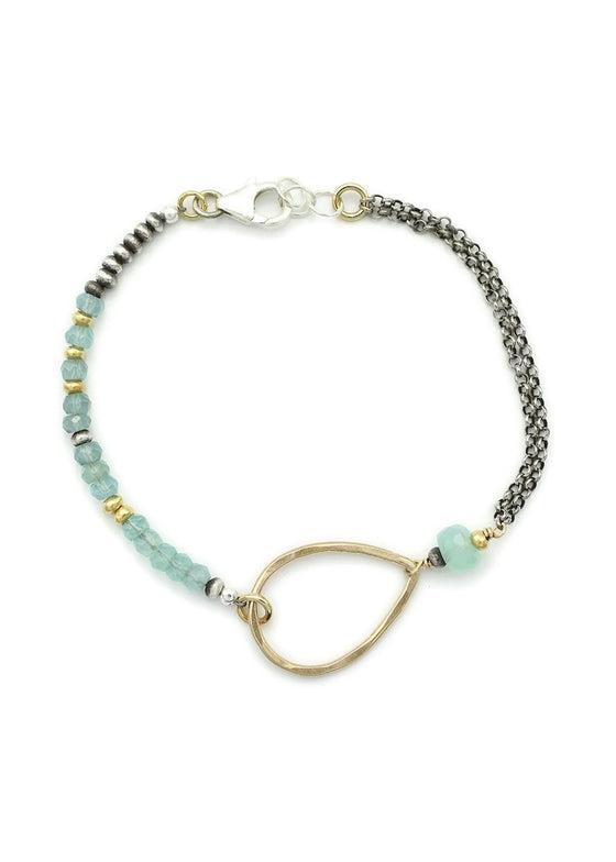J&I Jewelry | Aquamarine, Chaceldony + Pearl Bracelet
