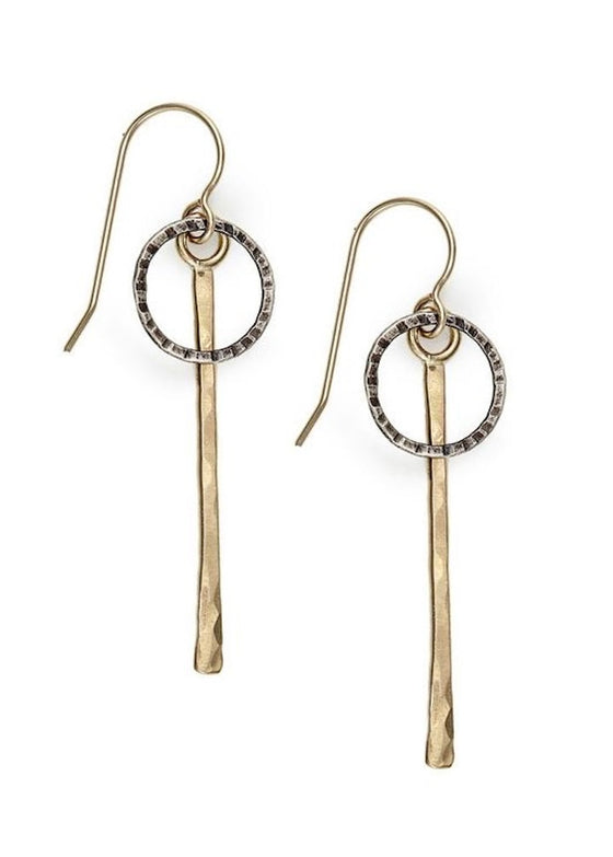 J&I Jewelry | Etched Sterling Silver + 14kgf Earring