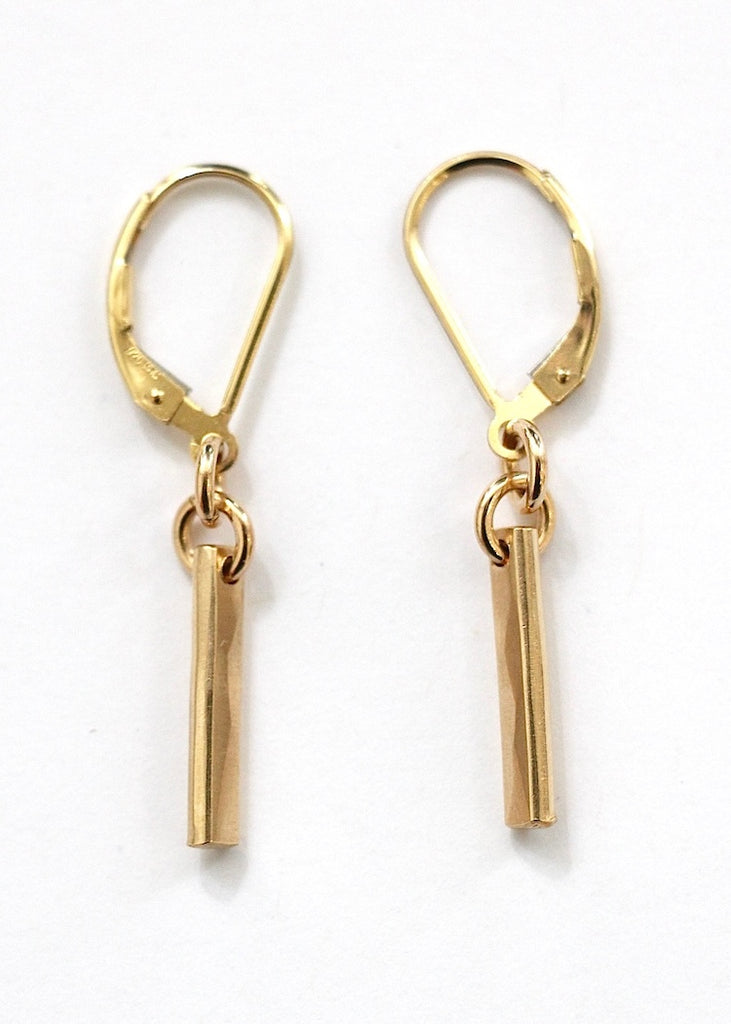 J&I Jewelry | Small 14kgf Hammered Linear Drop Earrings
