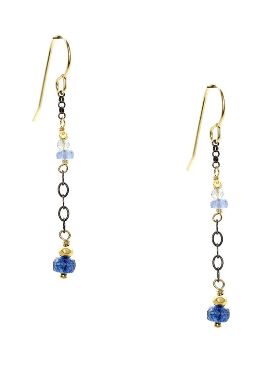 J&I Jewelry | Tanzanite + Blue Sapphire Dangle Earring