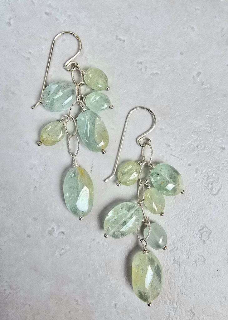 James & Jezebelle | Aquamarine Silver Cluster Earring