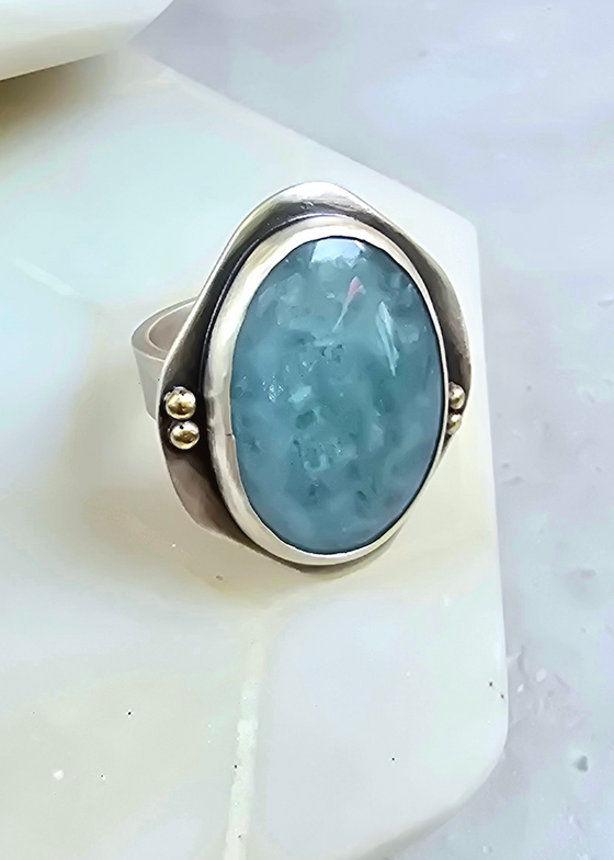 James & Jezebelle | Aquamarine Silver + 14kg Ring