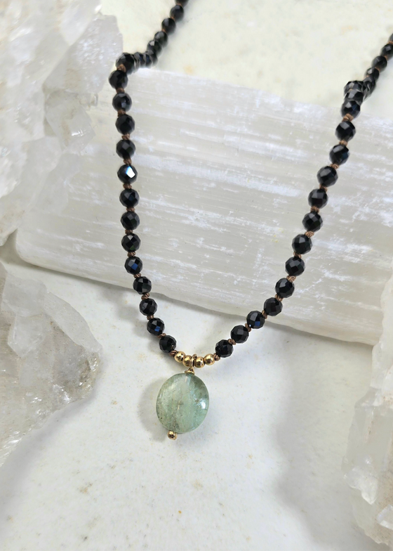 James + Jezebelle | Aquamarine + Black Tourmaline Necklace