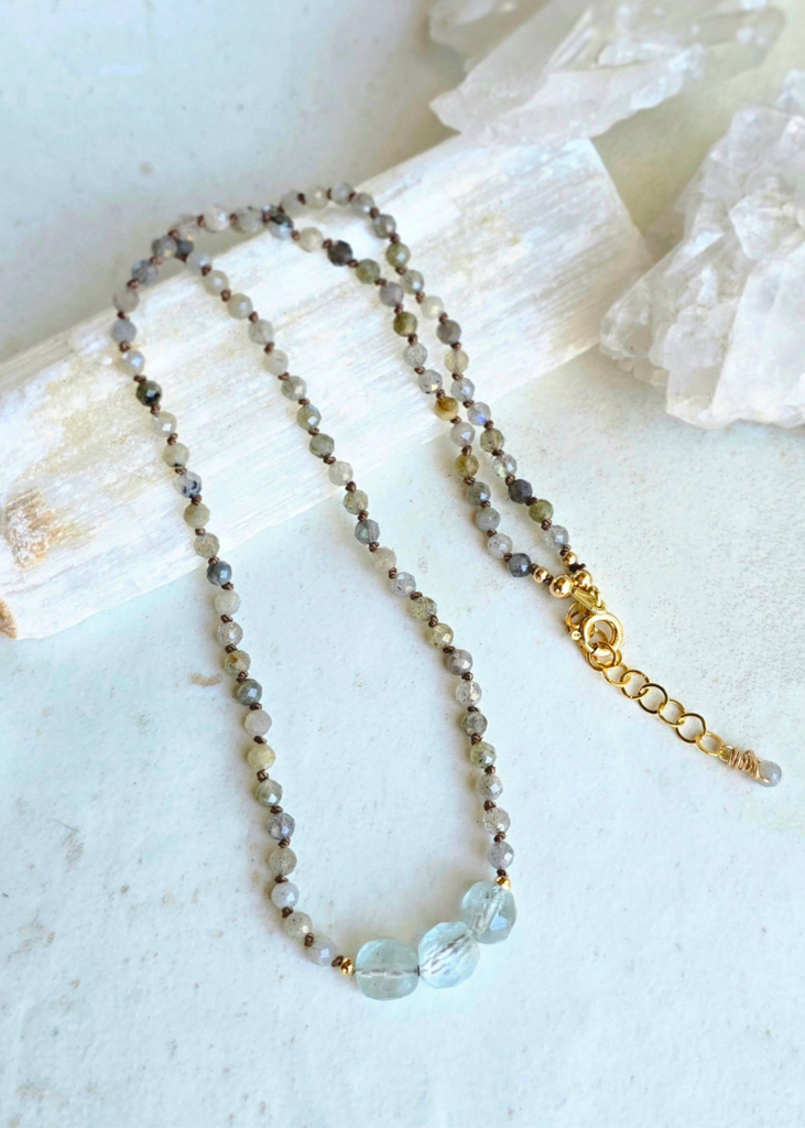 James & Jezebelle | Aquamarine & Labradorite Necklace