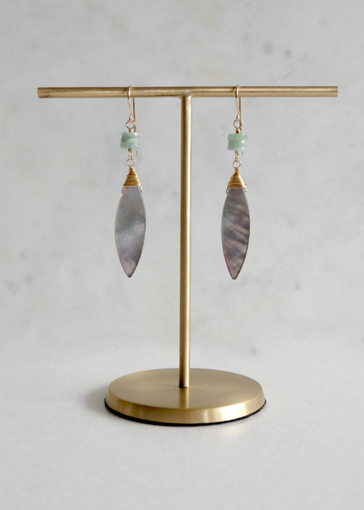 James & Jezebelle | Aquamarine & Mother of Pearl Earrings