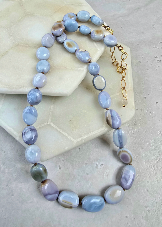 James & Jezebelle | Blue Opal Knotted Necklace