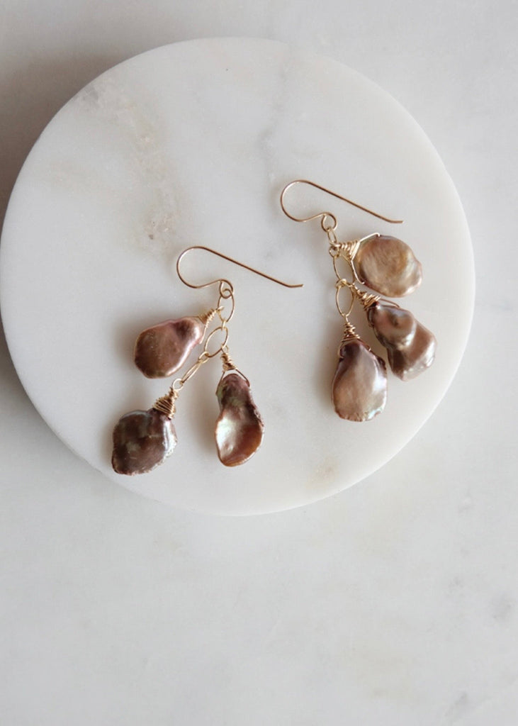 James & Jezebelle | Brown Keshi Pearl Earrings