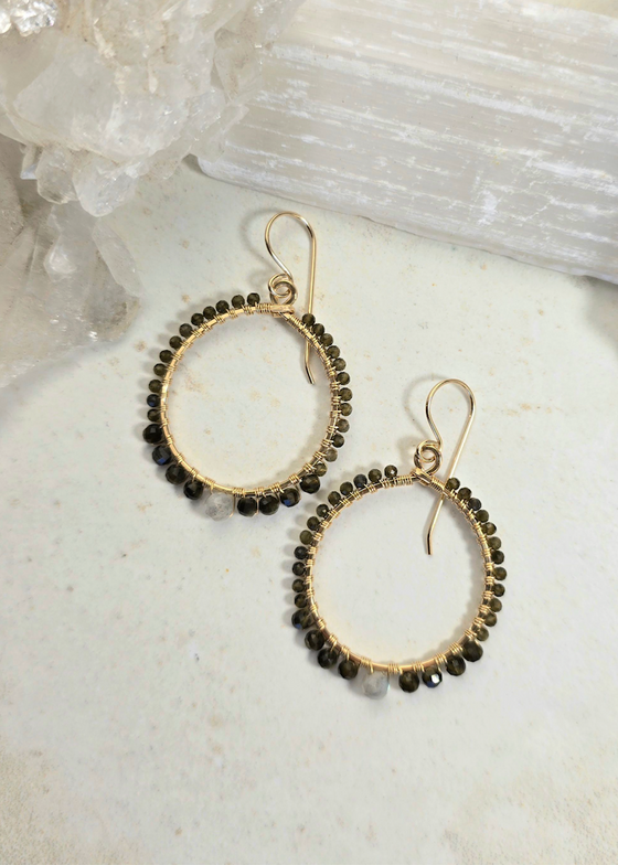 James + Jezebelle | Cats Eye + Labradorite Hoop