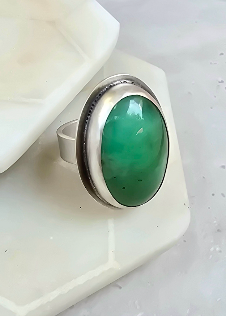 James & Jezebelle | Chrysoprase Silver Ring